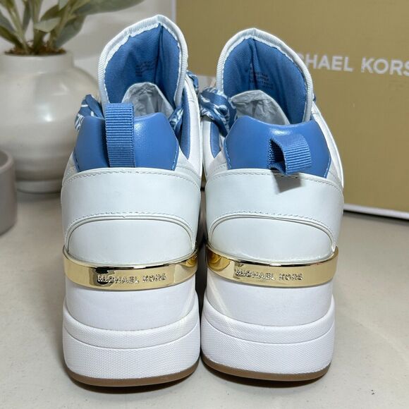 Michael Kors Georgie Trainer Leather Lace Up Sneakers French Blue Women 10M NWB - Picture 4 of 10